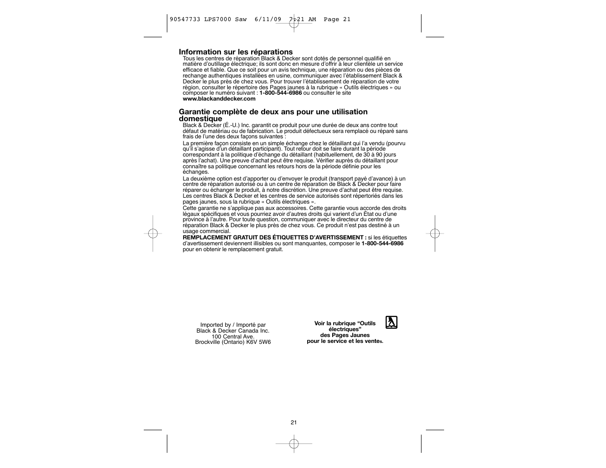 Black & Decker 90547733 User Manual | Page 21 / 36
