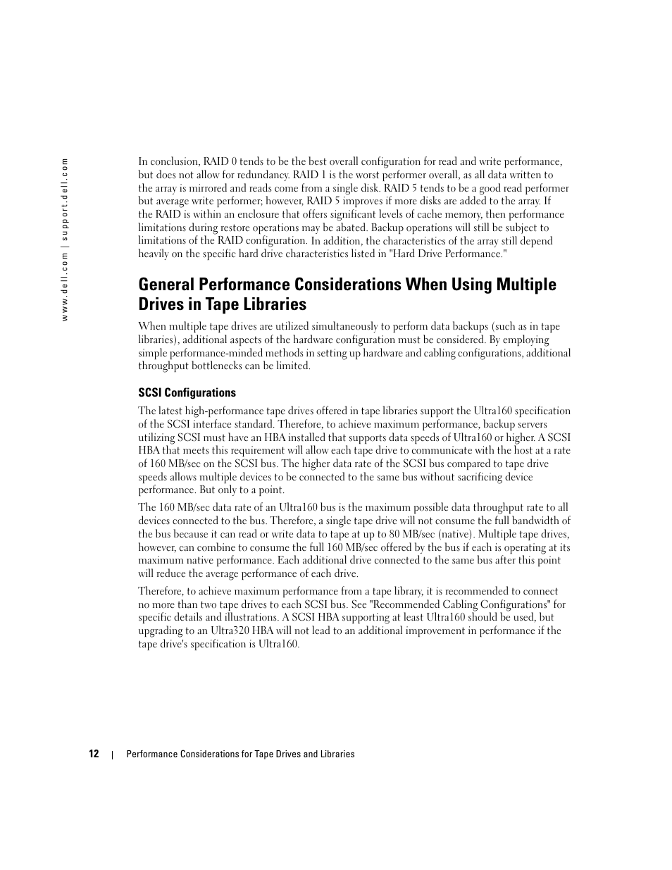 Scsi configurations | Dell PowerVault 132T LTO/SDLT (Tape Library) User Manual | Page 12 / 176