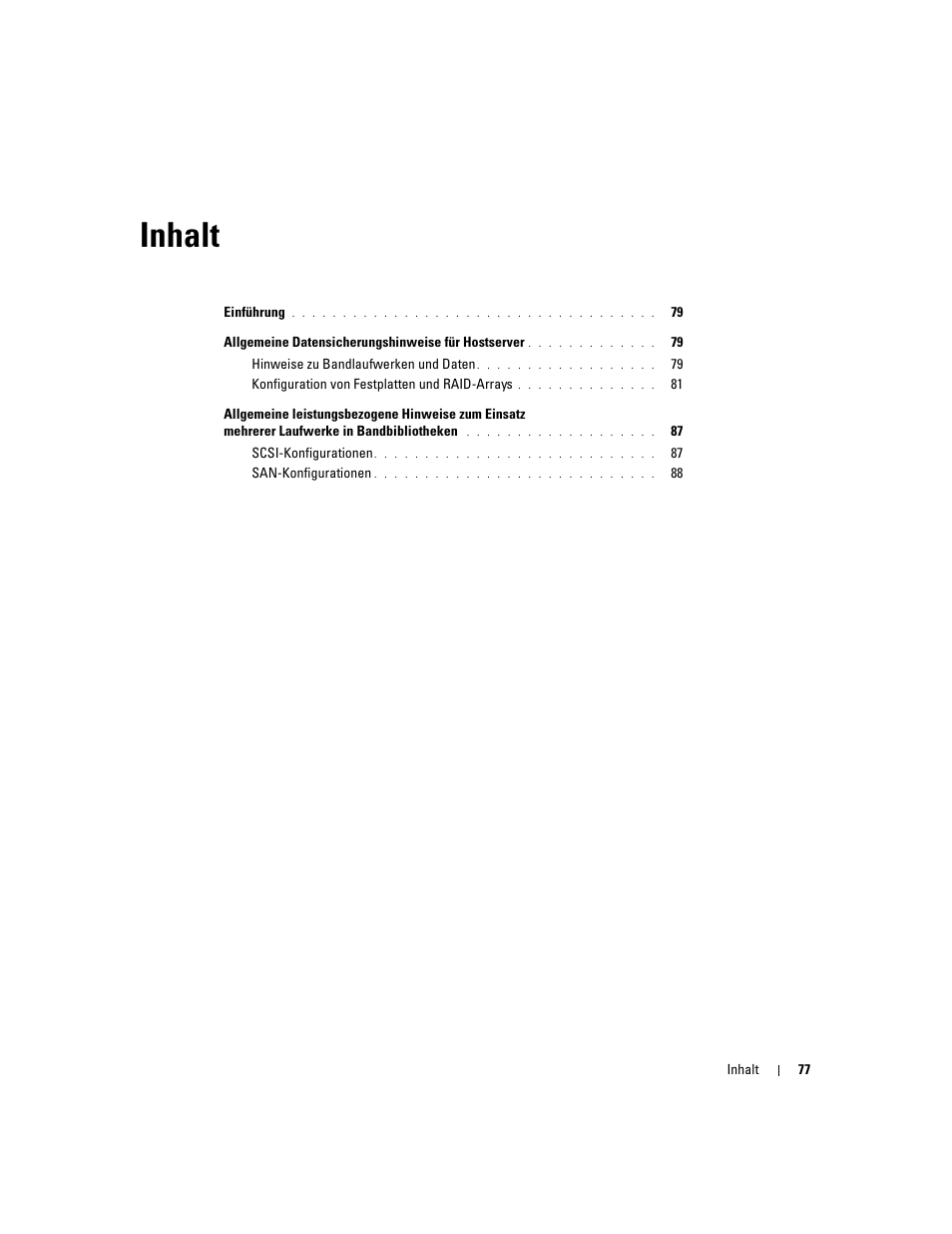 Inhalt | Dell PowerVault 132T LTO/SDLT (Tape Library) User Manual | Page 77 / 176