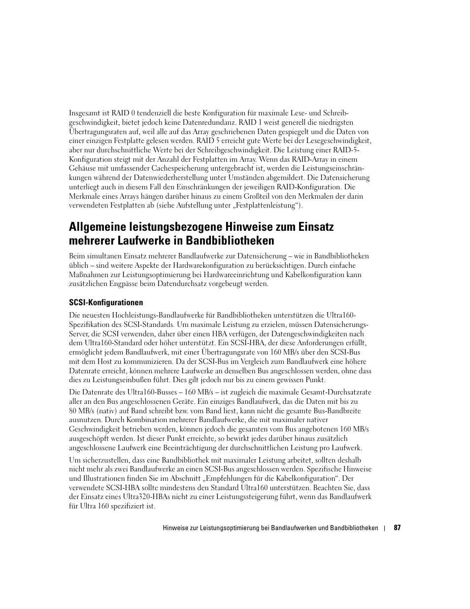 Scsi-konfigurationen | Dell PowerVault 132T LTO/SDLT (Tape Library) User Manual | Page 87 / 176