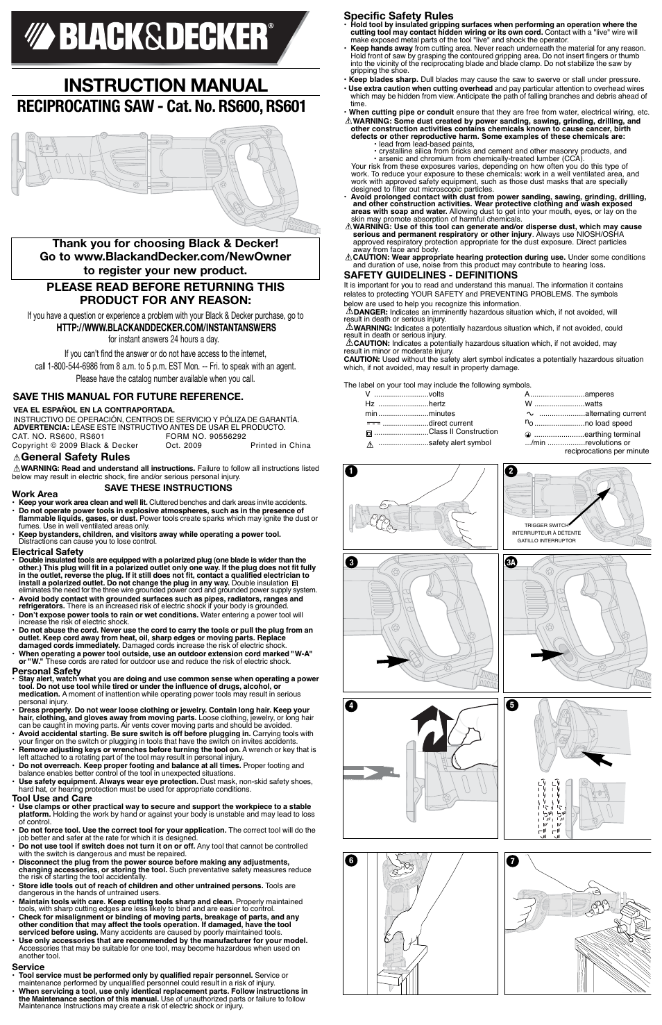 Black & Decker RS601 User Manual | 6 pages