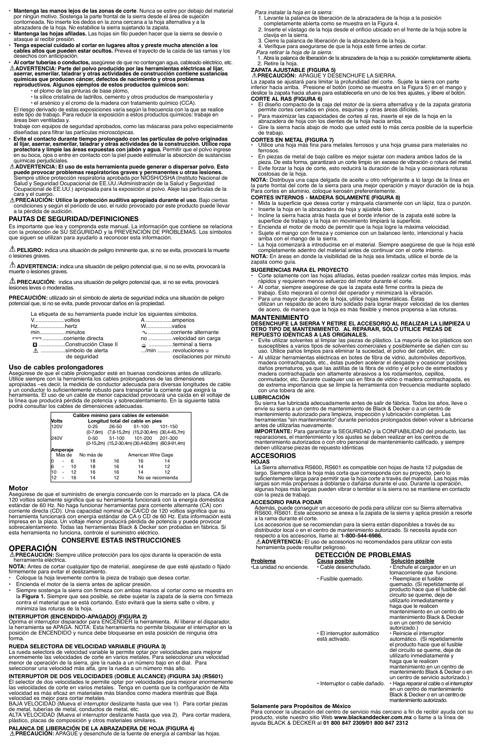 Operación | Black & Decker RS601 User Manual | Page 5 / 6