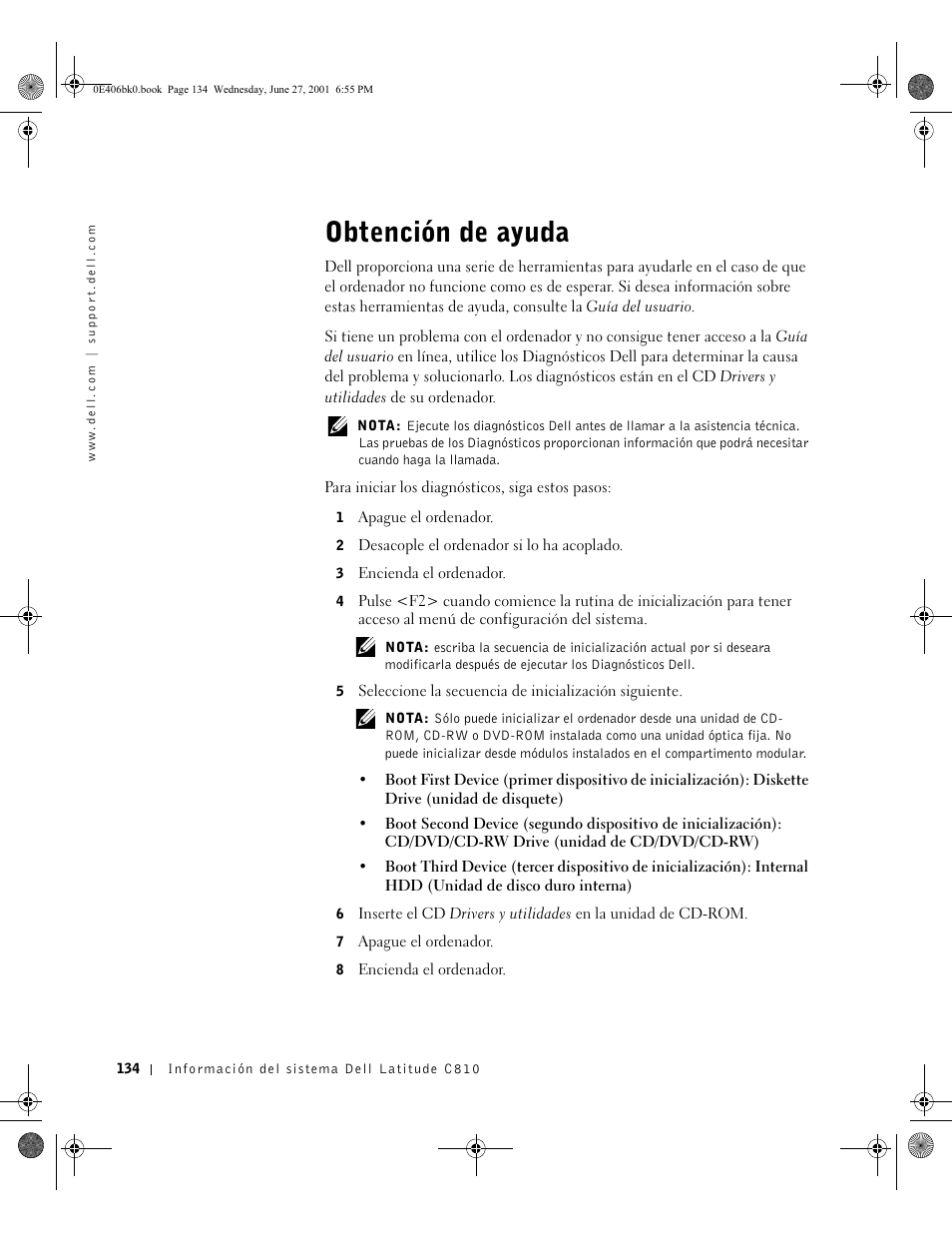 Obtención de ayuda | Dell Latitude C810 User Manual | Page 136 / 146