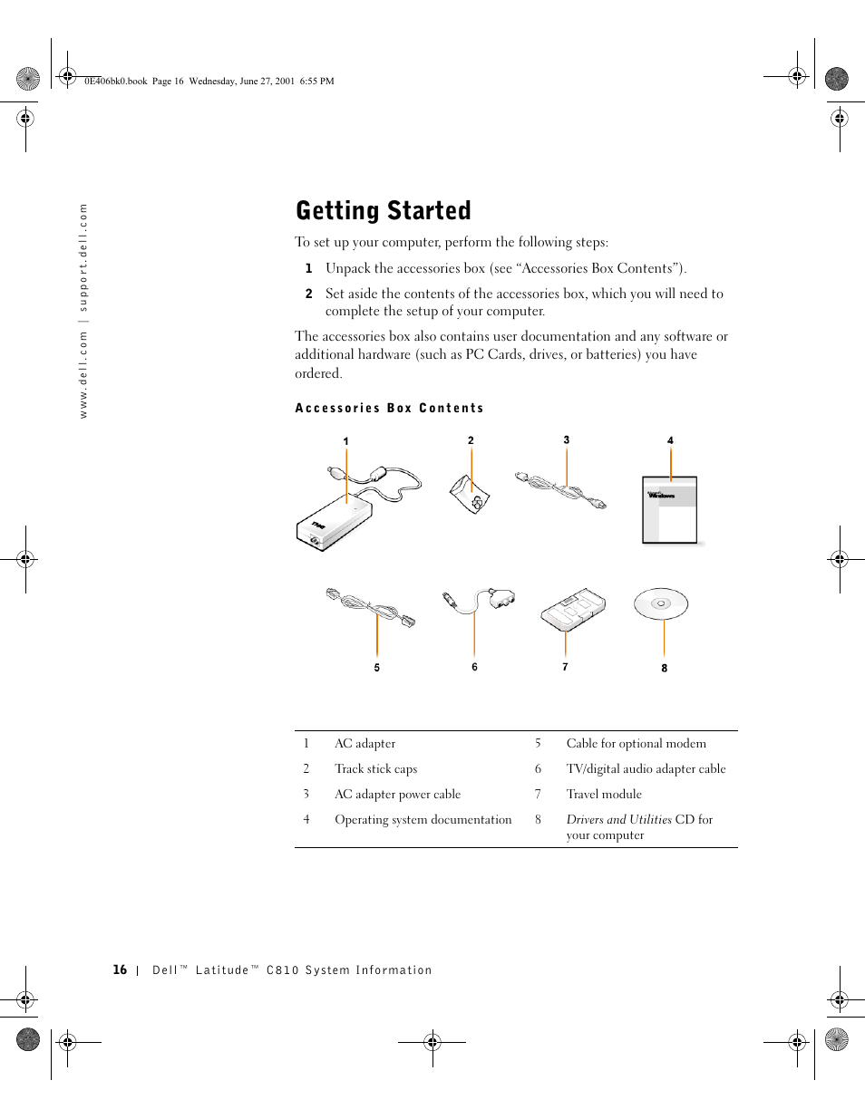 Getting started | Dell Latitude C810 User Manual | Page 18 / 146