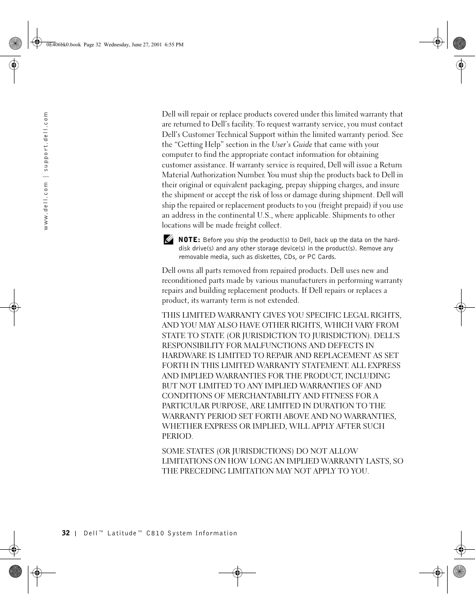 Dell Latitude C810 User Manual | Page 34 / 146