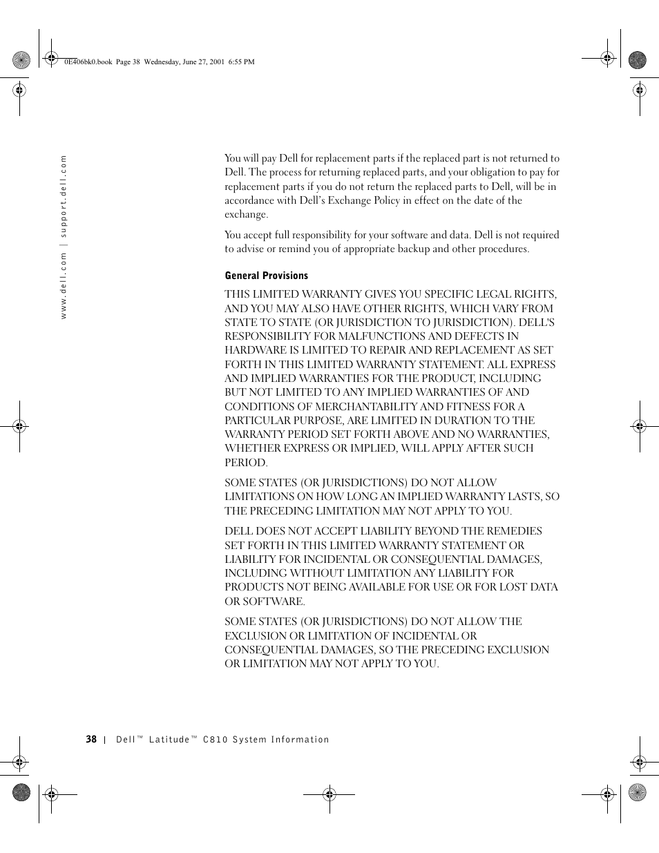 General provisions | Dell Latitude C810 User Manual | Page 40 / 146