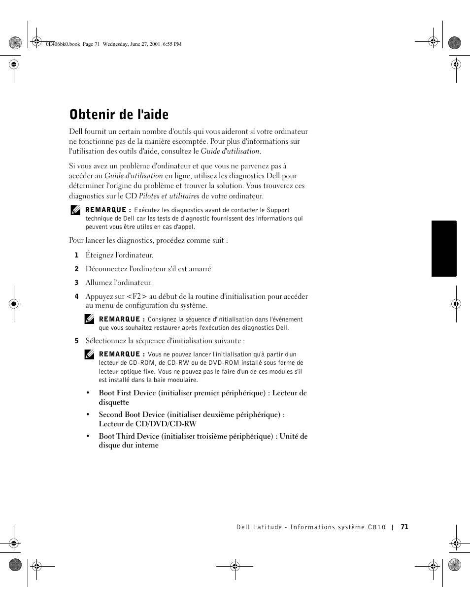 Obtenir de l'aide | Dell Latitude C810 User Manual | Page 73 / 146