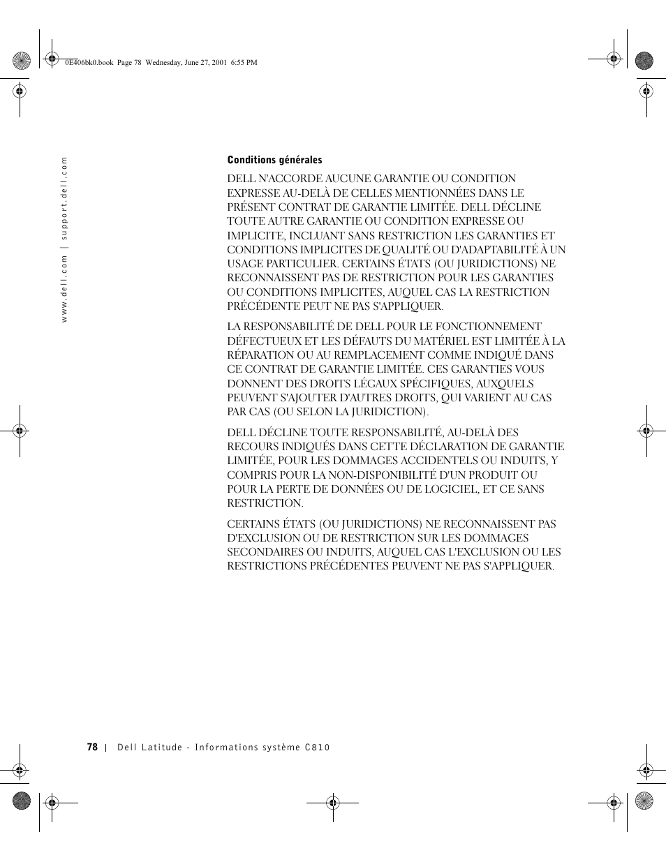 Conditions générales | Dell Latitude C810 User Manual | Page 80 / 146