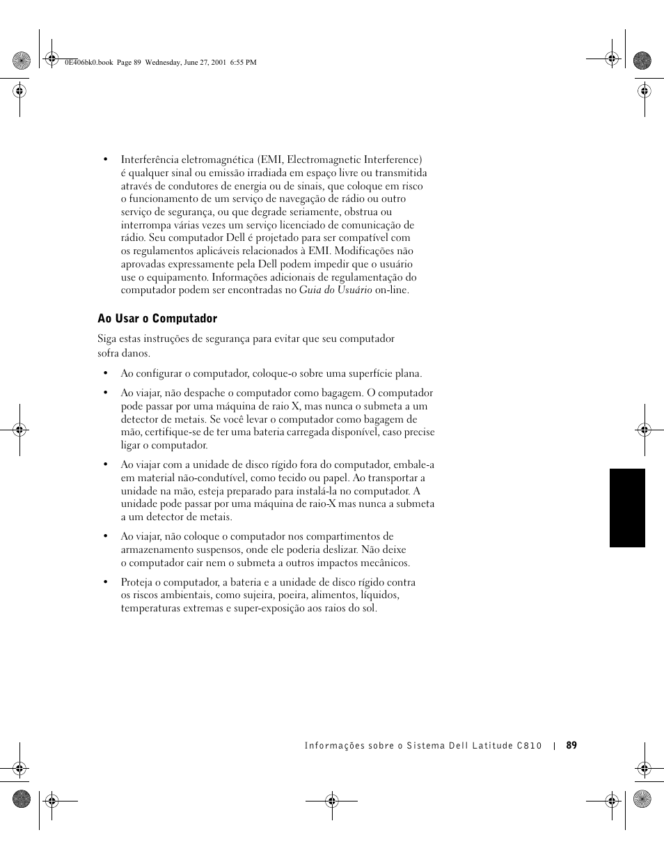 Ao usar o computador | Dell Latitude C810 User Manual | Page 91 / 146