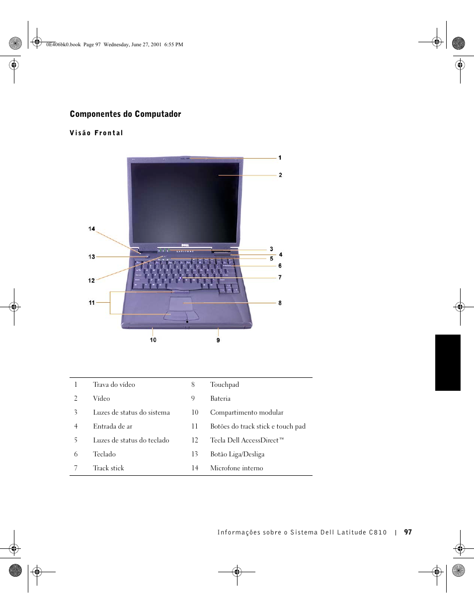 Componentes do computador | Dell Latitude C810 User Manual | Page 99 / 146