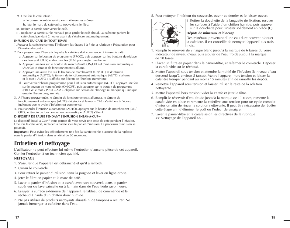 Entretien et nettoyage | Black & Decker DCM2900W User Manual | Page 10 / 13