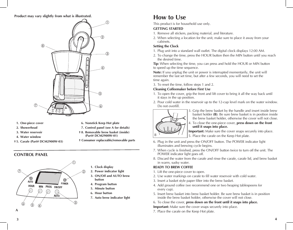 How to use | Black & Decker DCM2900W User Manual | Page 3 / 13