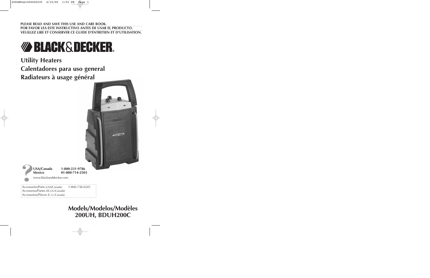 Black & Decker 200UH User Manual | 13 pages