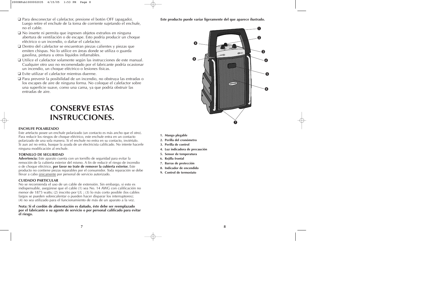 Conserve estas instrucciones | Black & Decker 200UH User Manual | Page 5 / 13