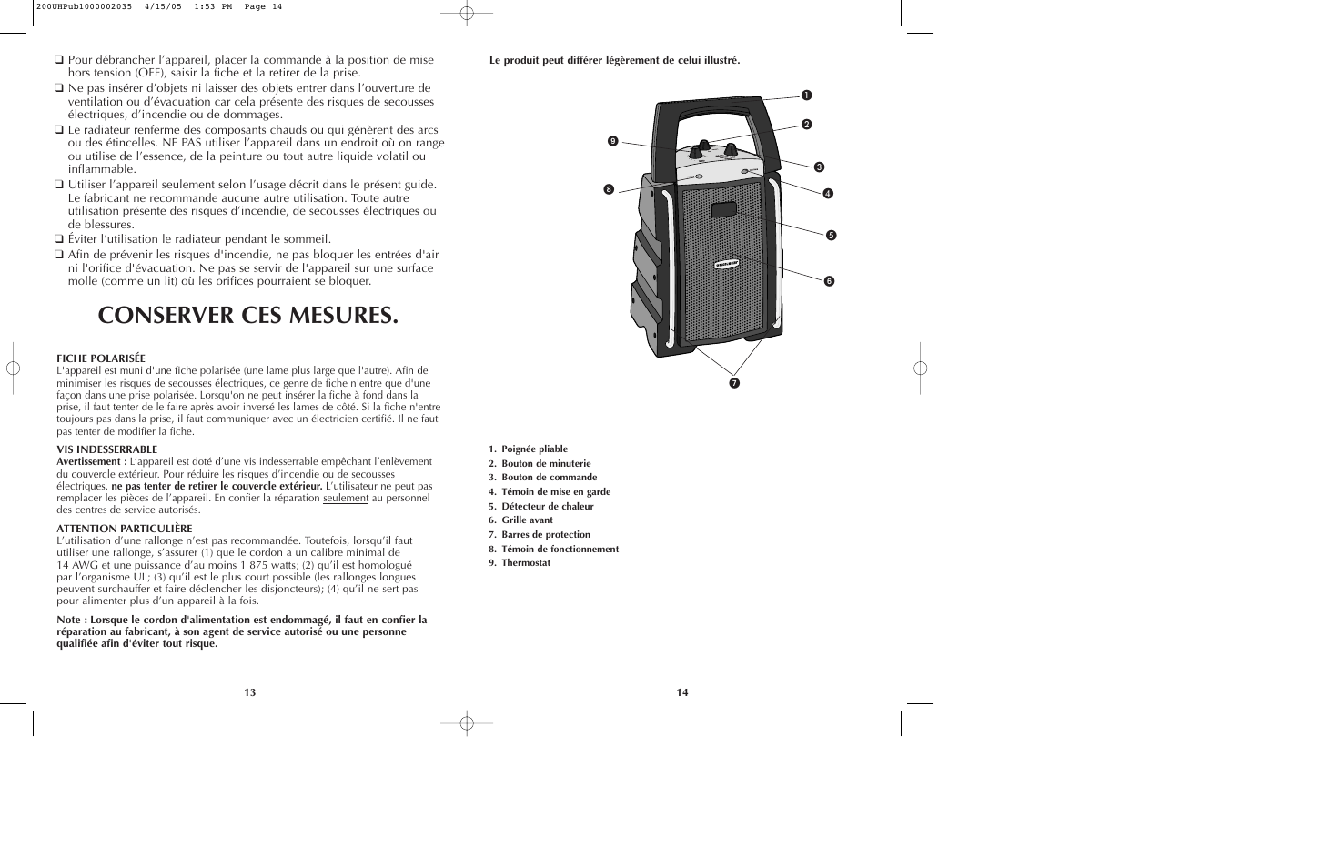 Conserver ces mesures | Black & Decker 200UH User Manual | Page 8 / 13