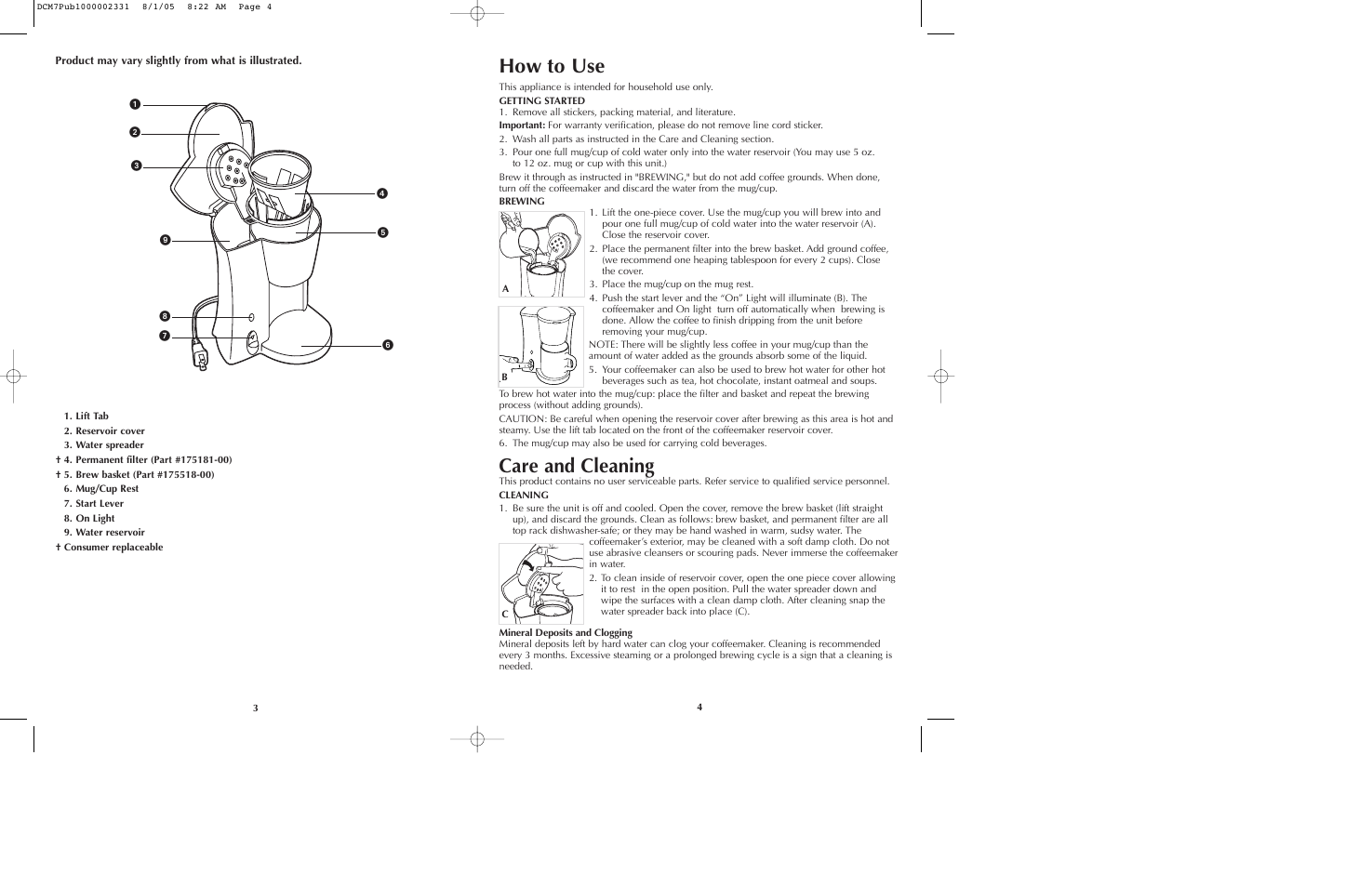 How to use, Care and cleaning | Black & Decker DCM7 User Manual | Page 3 / 11