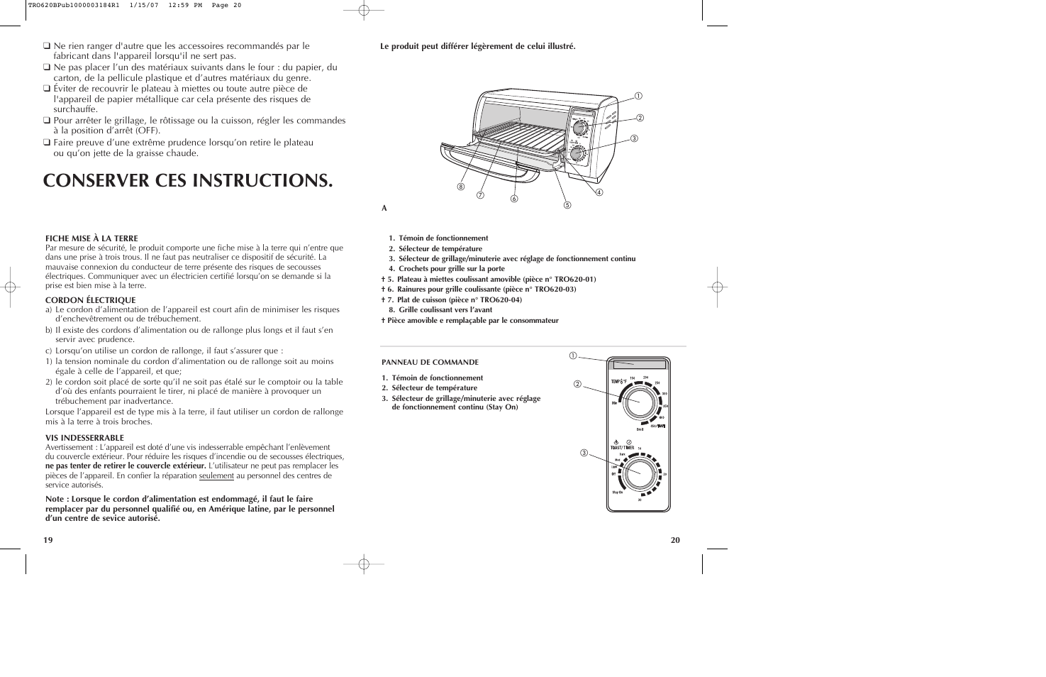 Conserver ces instructions | Black & Decker TRO620 User Manual | Page 11 / 17