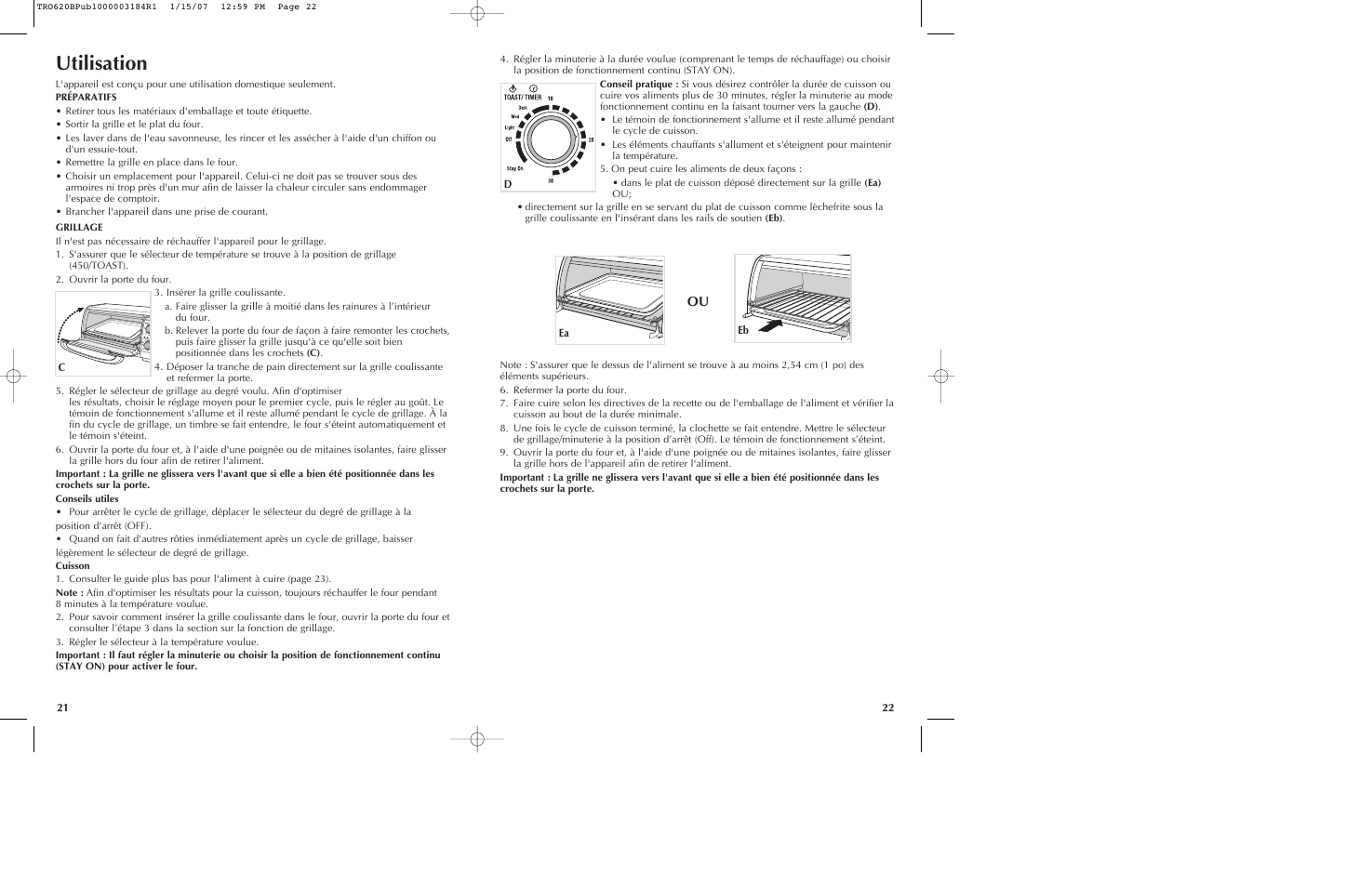 Utilisation | Black & Decker TRO620 User Manual | Page 12 / 17