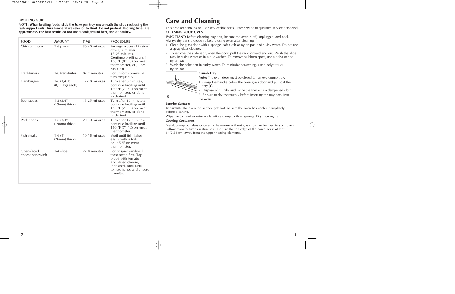 Care and cleaning | Black & Decker TRO620 User Manual | Page 5 / 17
