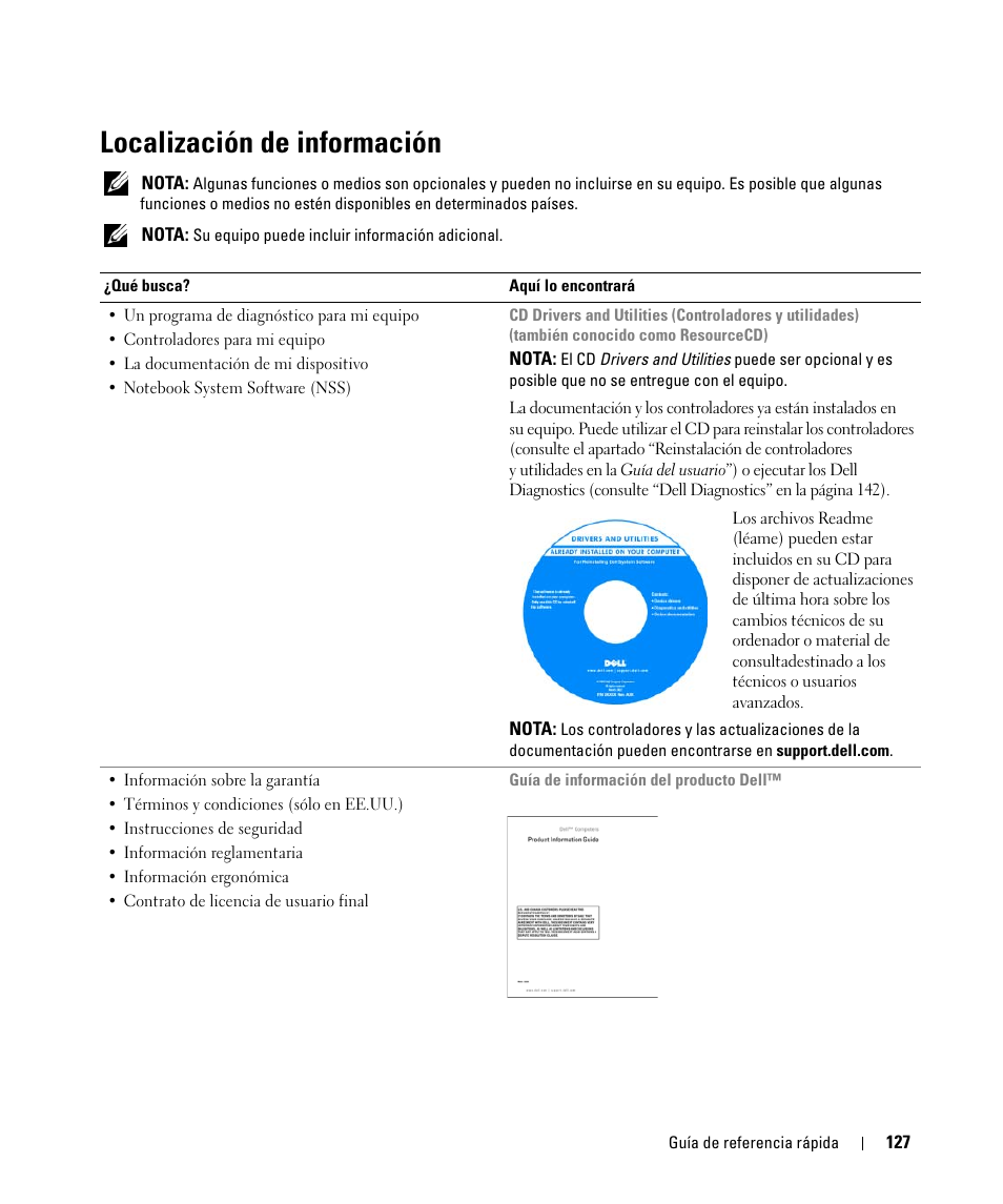 Localización de información | Dell Latitude D420 User Manual | Page 127 / 148