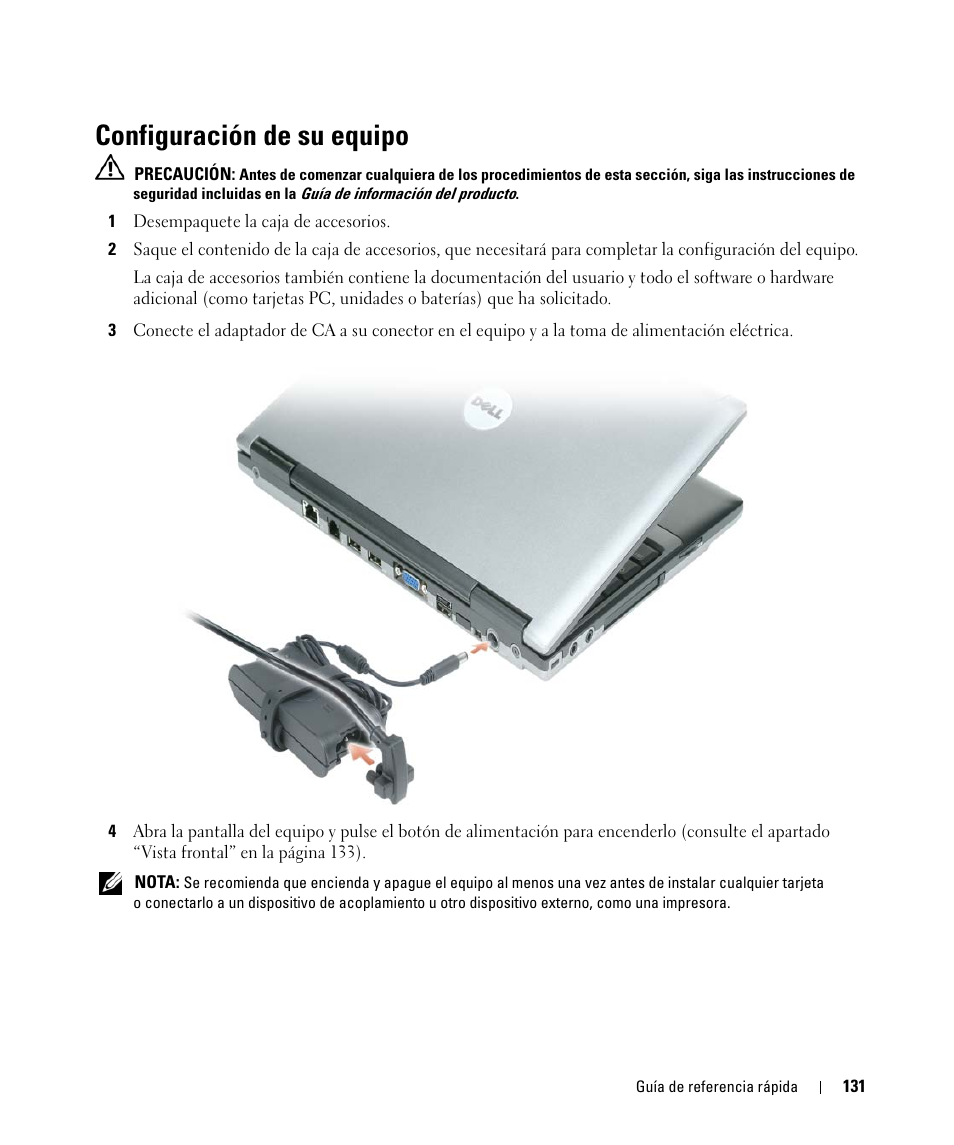 Configuración de su equipo | Dell Latitude D420 User Manual | Page 131 / 148
