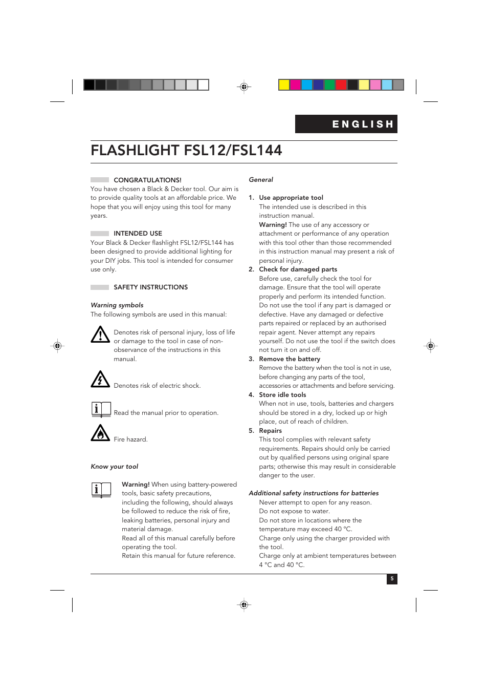 Black & Decker FSL12 User Manual | Page 5 / 12