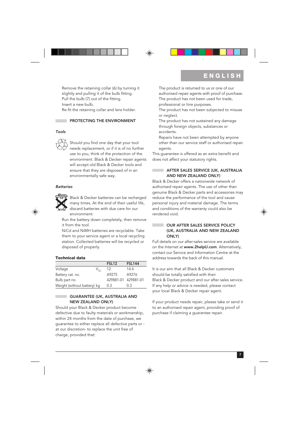 Black & Decker FSL12 User Manual | Page 7 / 12