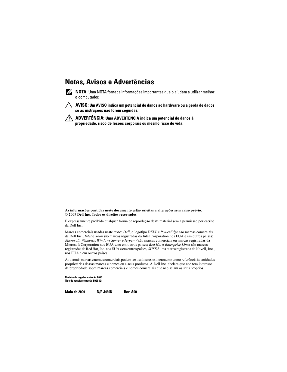 Notas, avisos e advertências | Dell PowerEdge T310 User Manual | Page 28 / 50