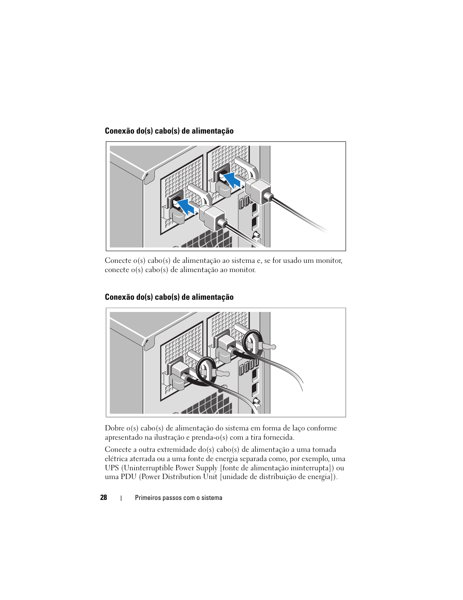 Conexão do(s) cabo(s) de alimentação | Dell PowerEdge T310 User Manual | Page 30 / 50