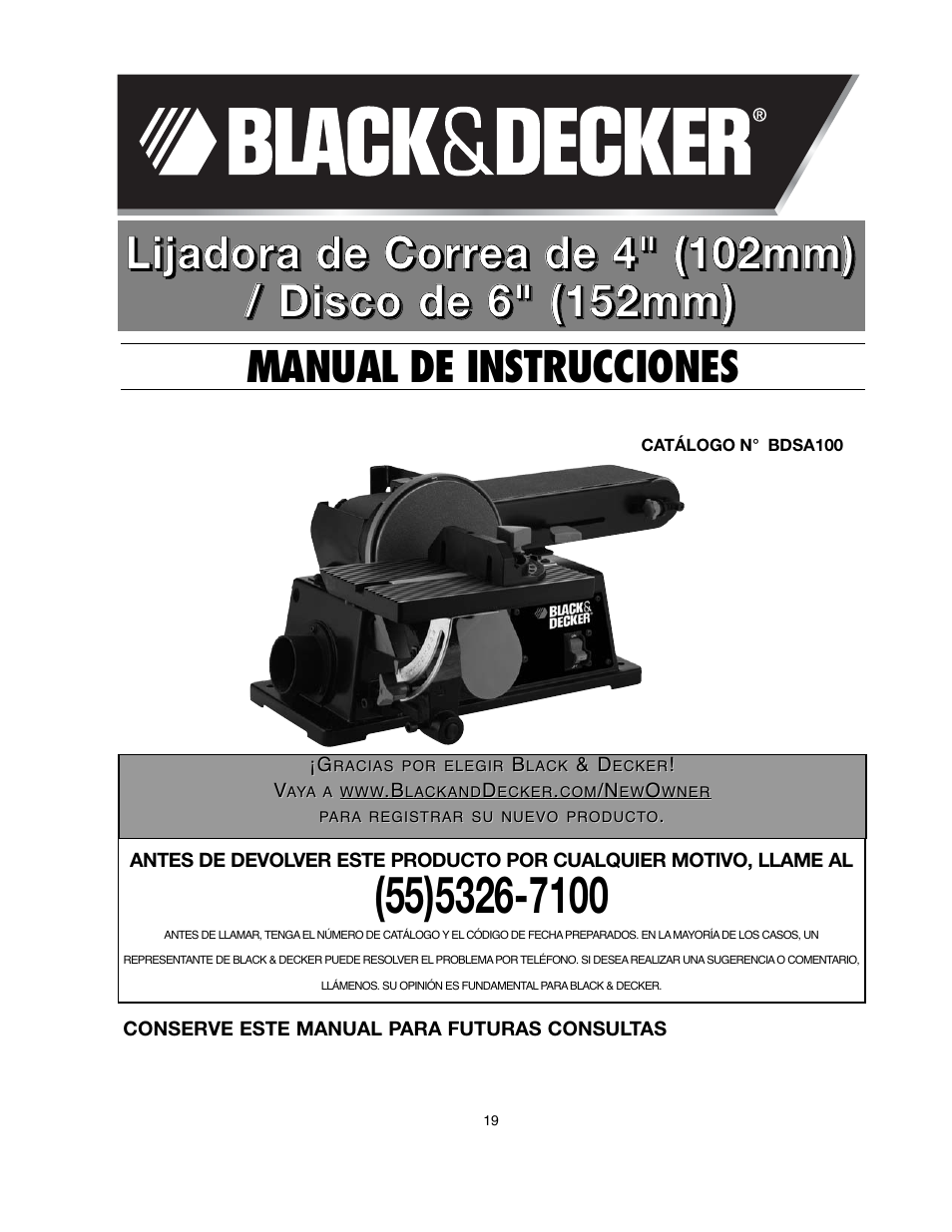 Manual de instrucciones | Black & Decker BDSA100 User Manual | Page 19 / 40