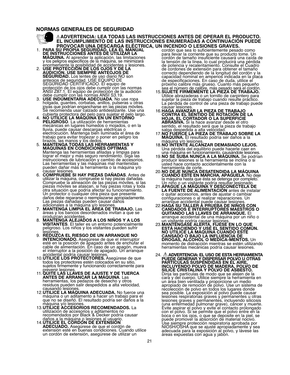 Black & Decker BDSA100 User Manual | Page 21 / 40