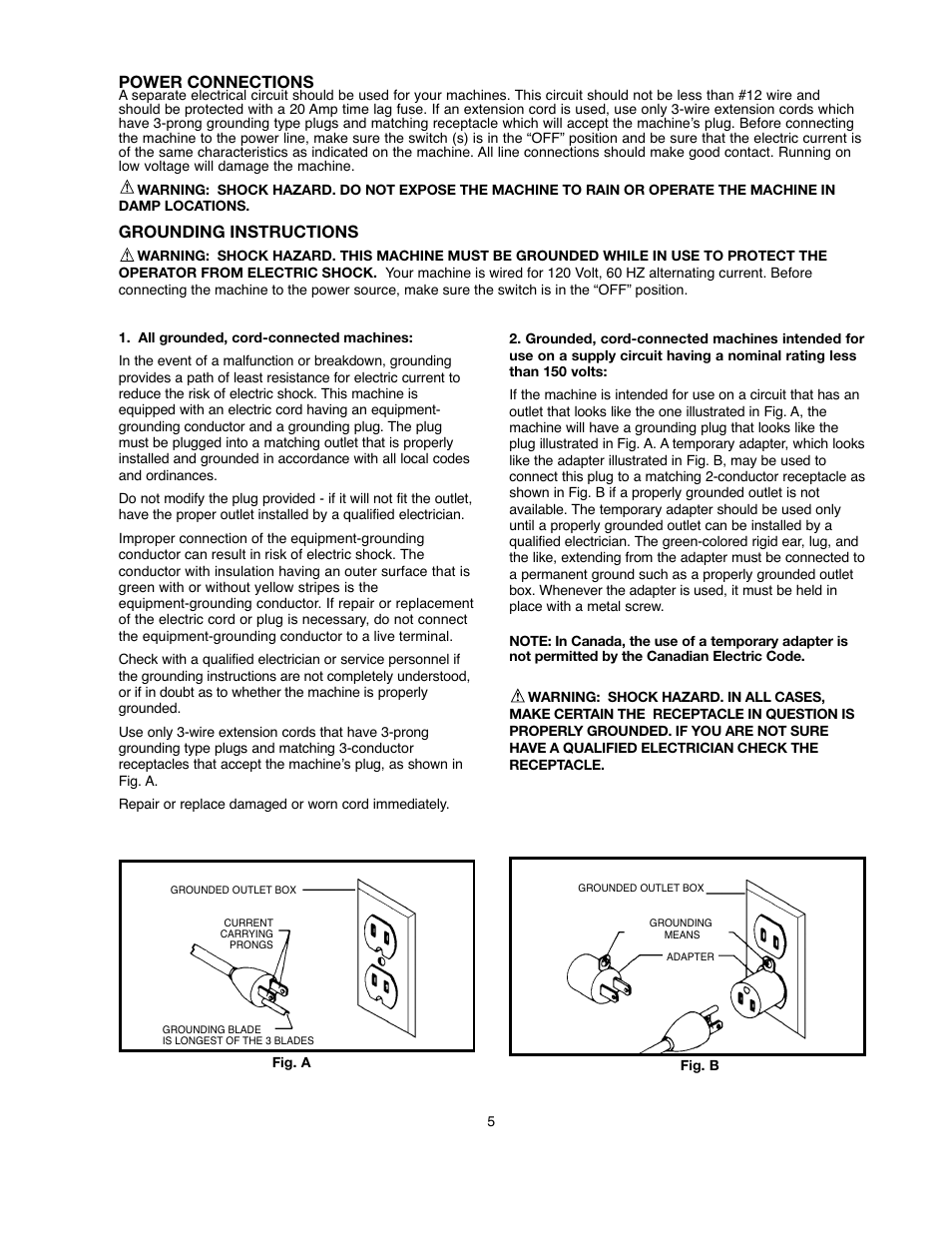 Power connections, Grounding instructions | Black & Decker BDSA100 User Manual | Page 5 / 40