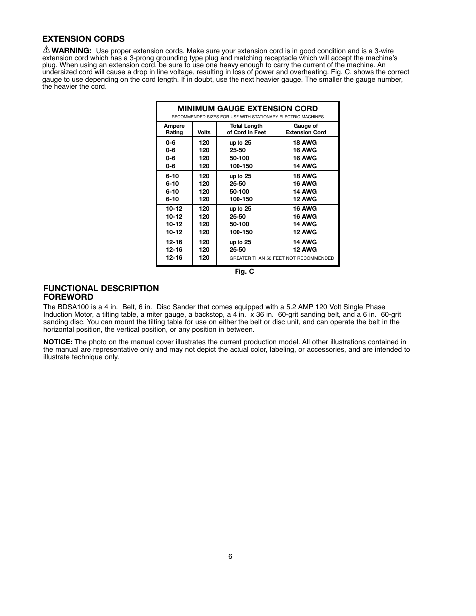 Functional description foreword, Extension cords | Black & Decker BDSA100 User Manual | Page 6 / 40