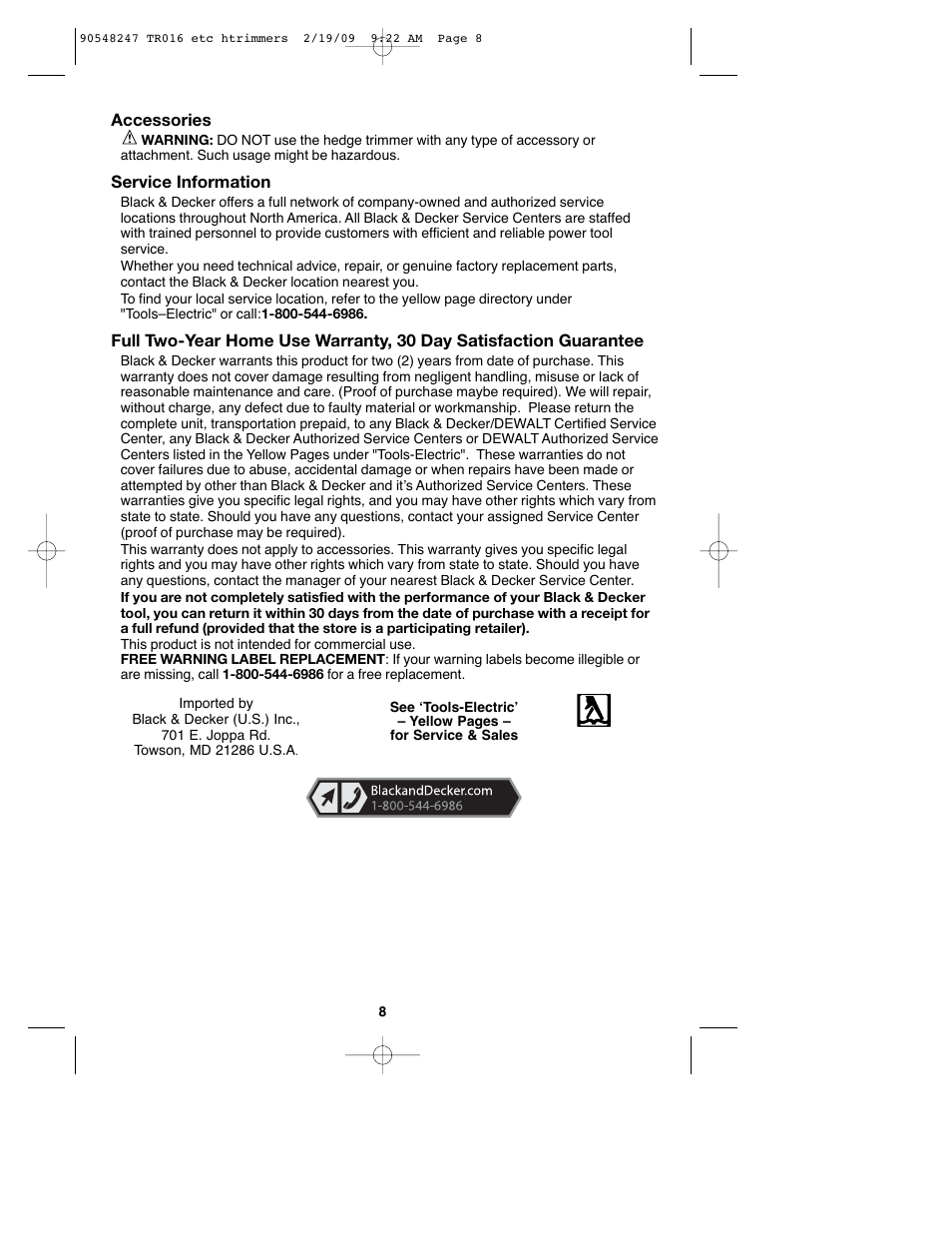 Black & Decker TR017 User Manual | Page 8 / 24