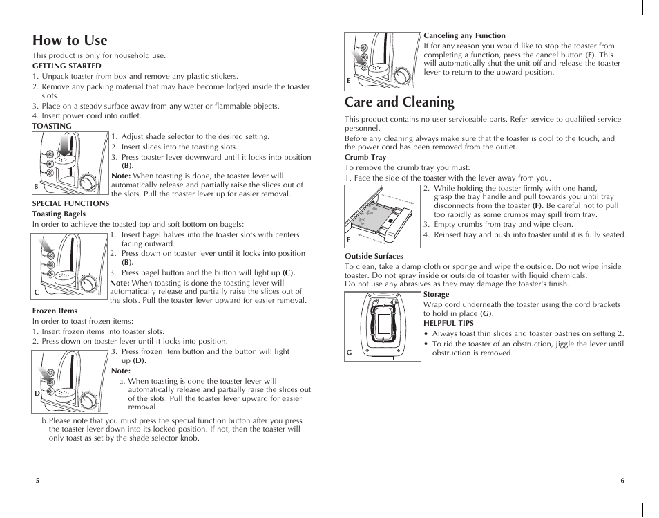 Care and cleaning, How to use | Black & Decker T1700IKT User Manual | Page 4 / 13