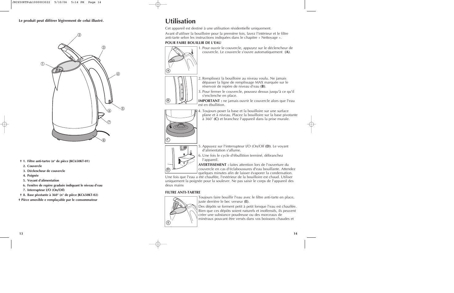Utilisation | Black & Decker JKC650KT User Manual | Page 8 / 13