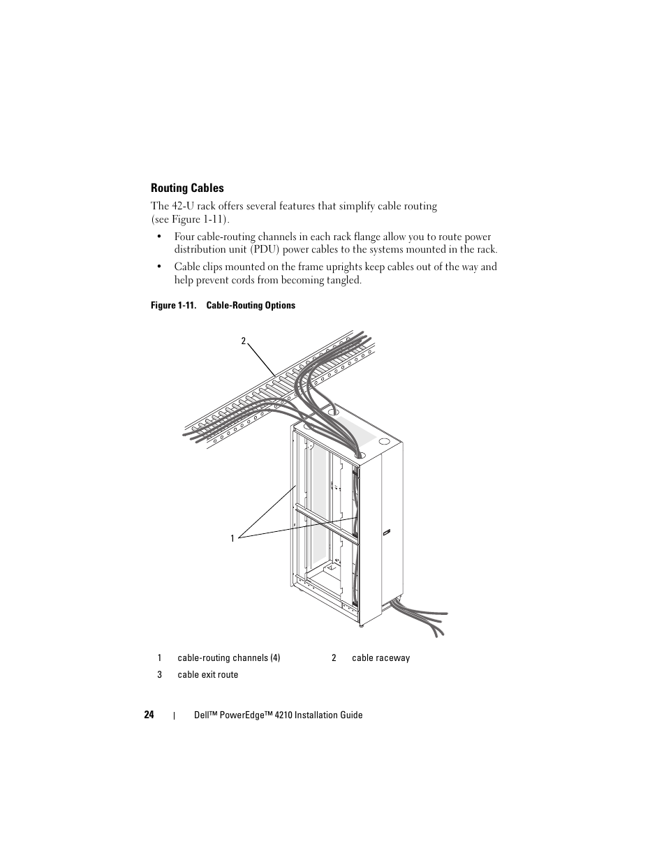 Routing cables | Dell PowerEdge Rack Enclosure 4210 User Manual | Page 26 / 162
