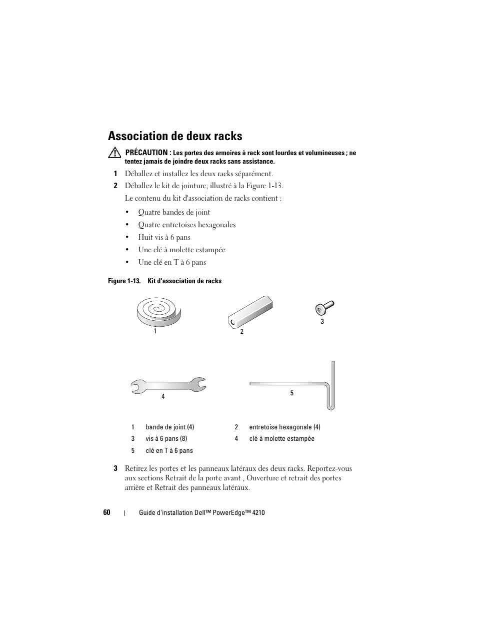 Association de deux racks | Dell PowerEdge Rack Enclosure 4210 User Manual | Page 62 / 162