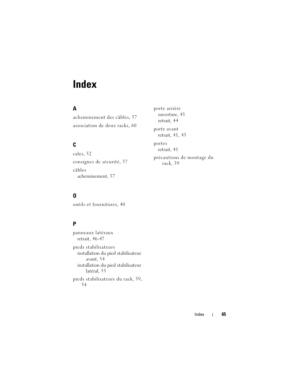 Index | Dell PowerEdge Rack Enclosure 4210 User Manual | Page 67 / 162