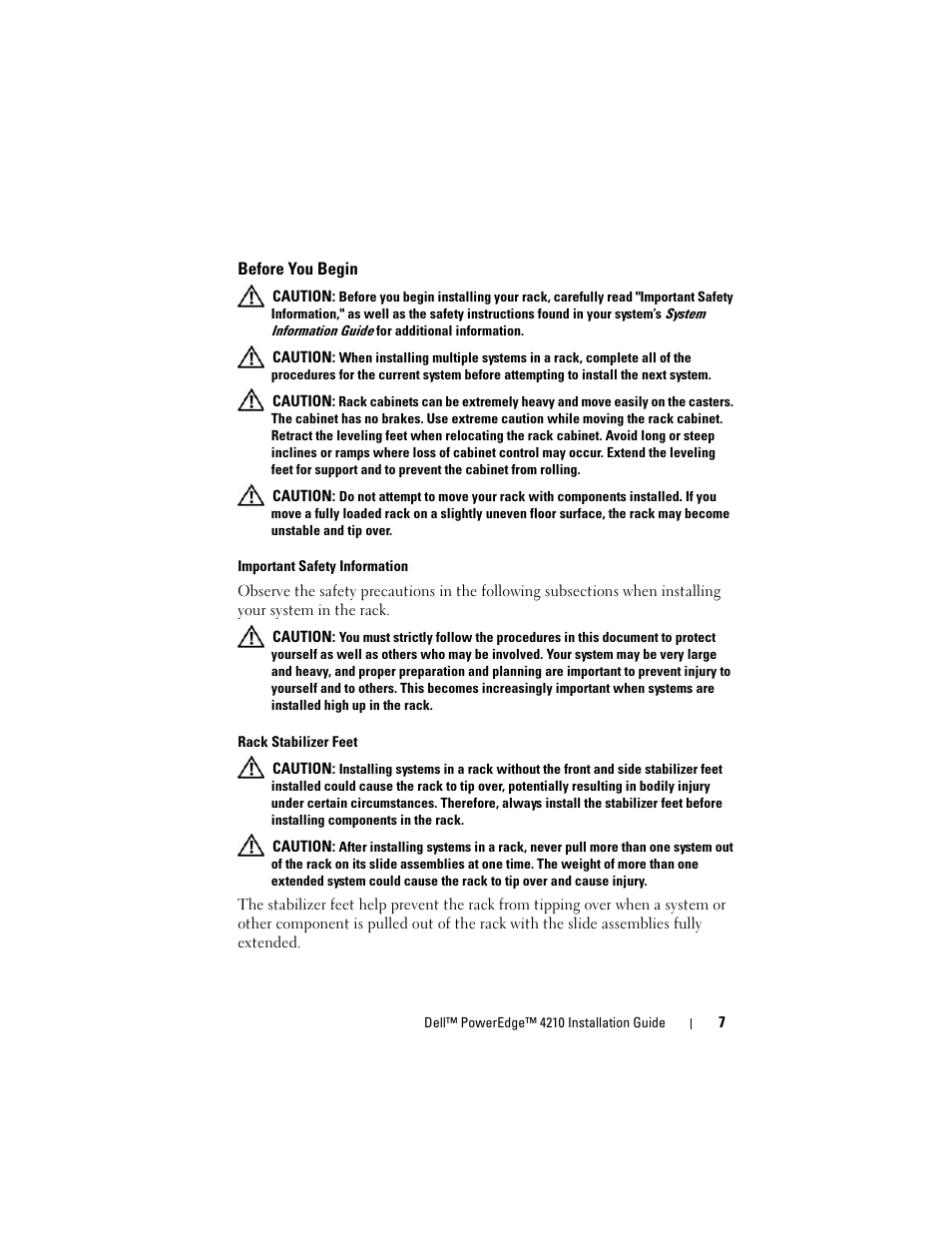 Before you begin | Dell PowerEdge Rack Enclosure 4210 User Manual | Page 9 / 162