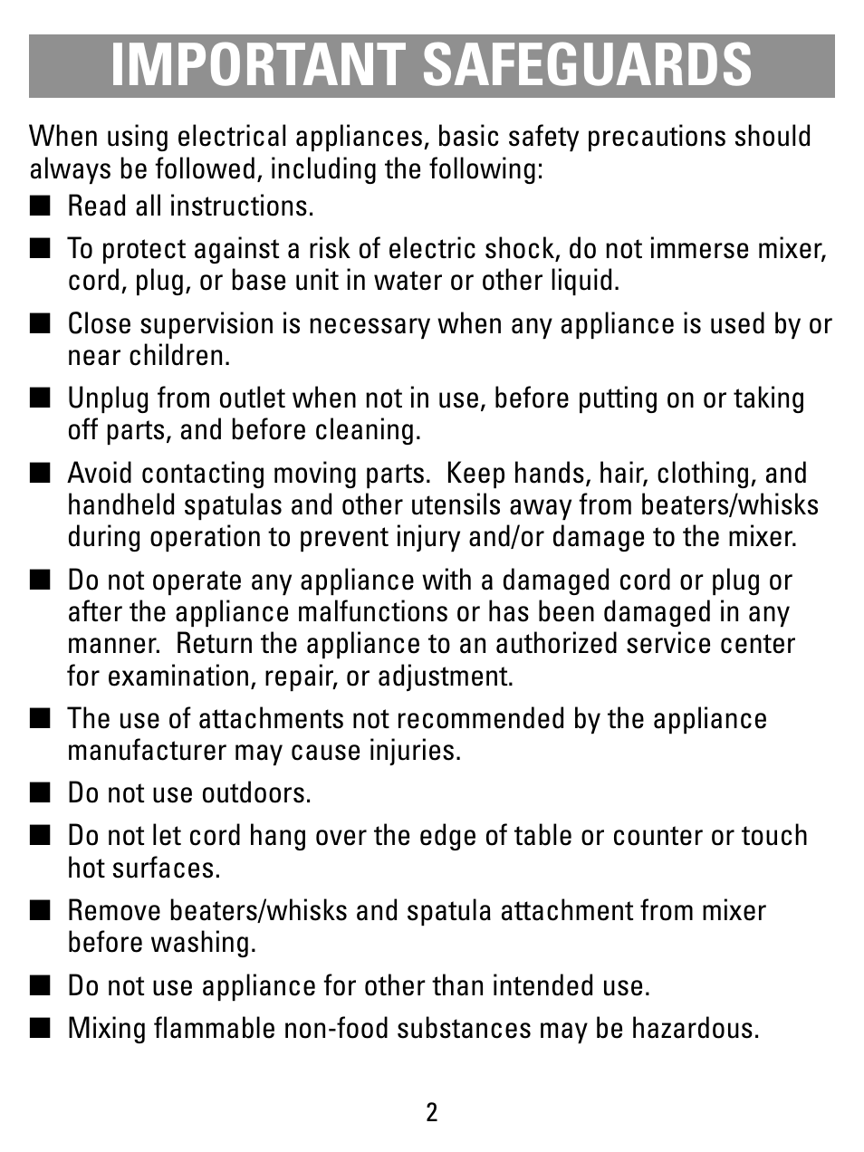 Safegaurds, Important safeguards | Black & Decker M175W Shown User Manual | Page 2 / 16