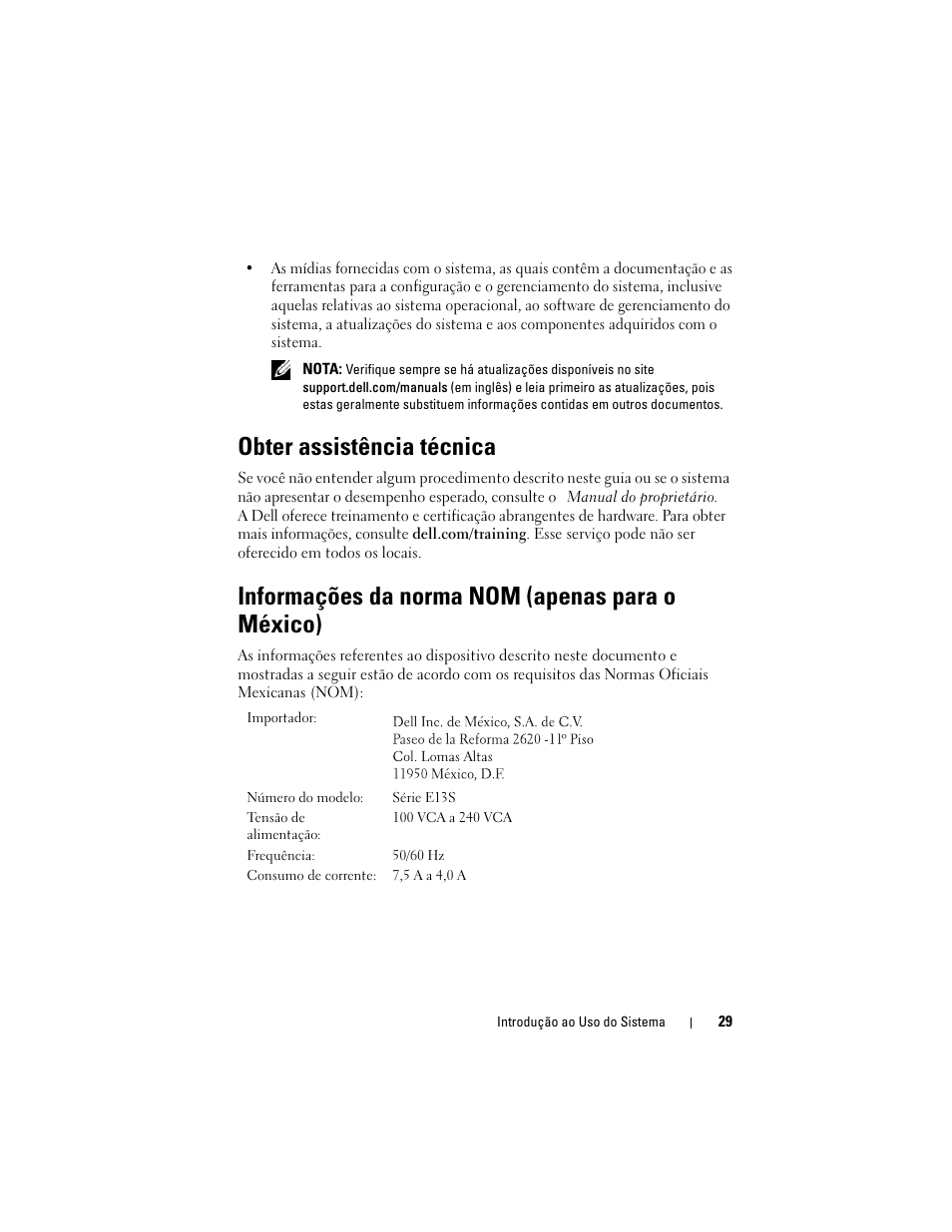 Obter assistência técnica, Informações da norma nom (apenas para o méxico) | Dell DR4000 User Manual | Page 31 / 50