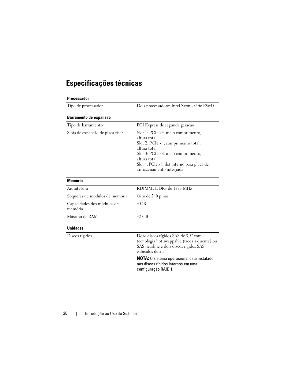 Especificações técnicas | Dell DR4000 User Manual | Page 32 / 50
