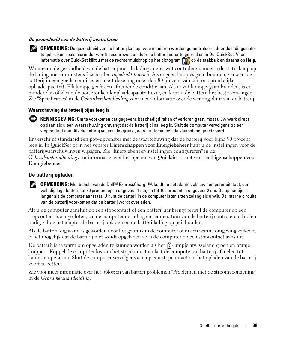 De batterij opladen | Dell Latitude D520 User Manual | Page 39 / 168