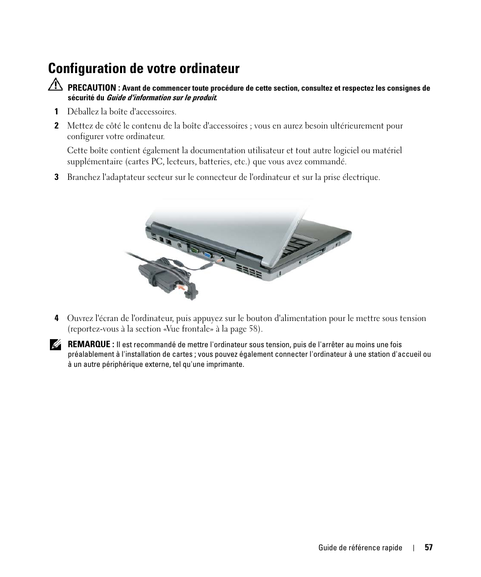 Configuration de votre ordinateur | Dell Latitude D520 User Manual | Page 57 / 168