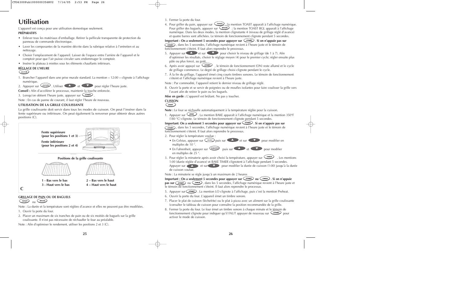 Utilisation | Black & Decker TO6300 Series User Manual | Page 14 / 19