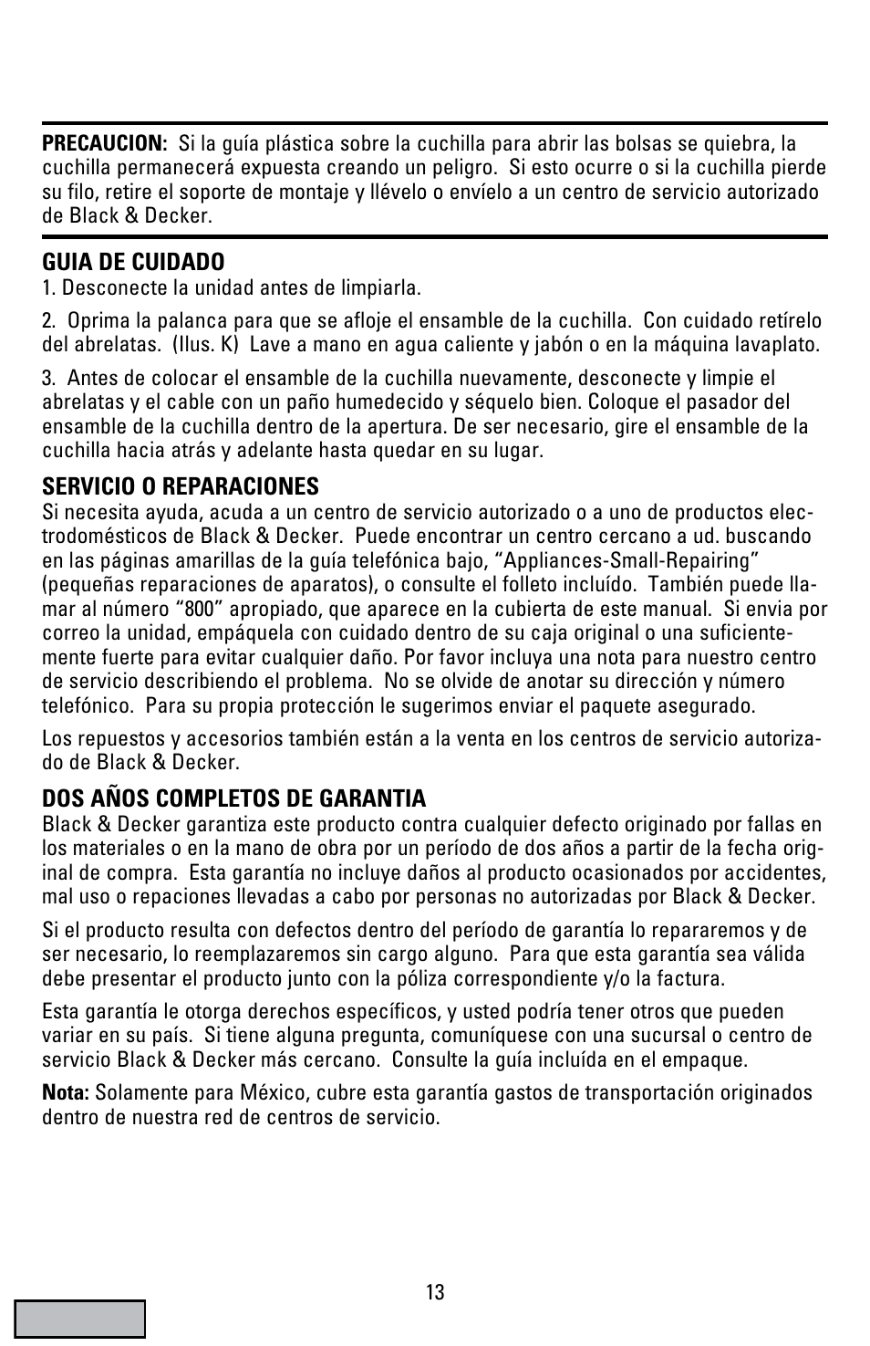 Black & Decker EC70 User Manual | Page 13 / 20
