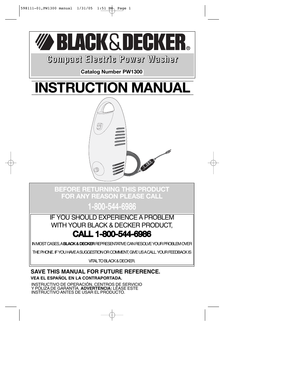 Black & Decker PW1300 User Manual | 35 pages