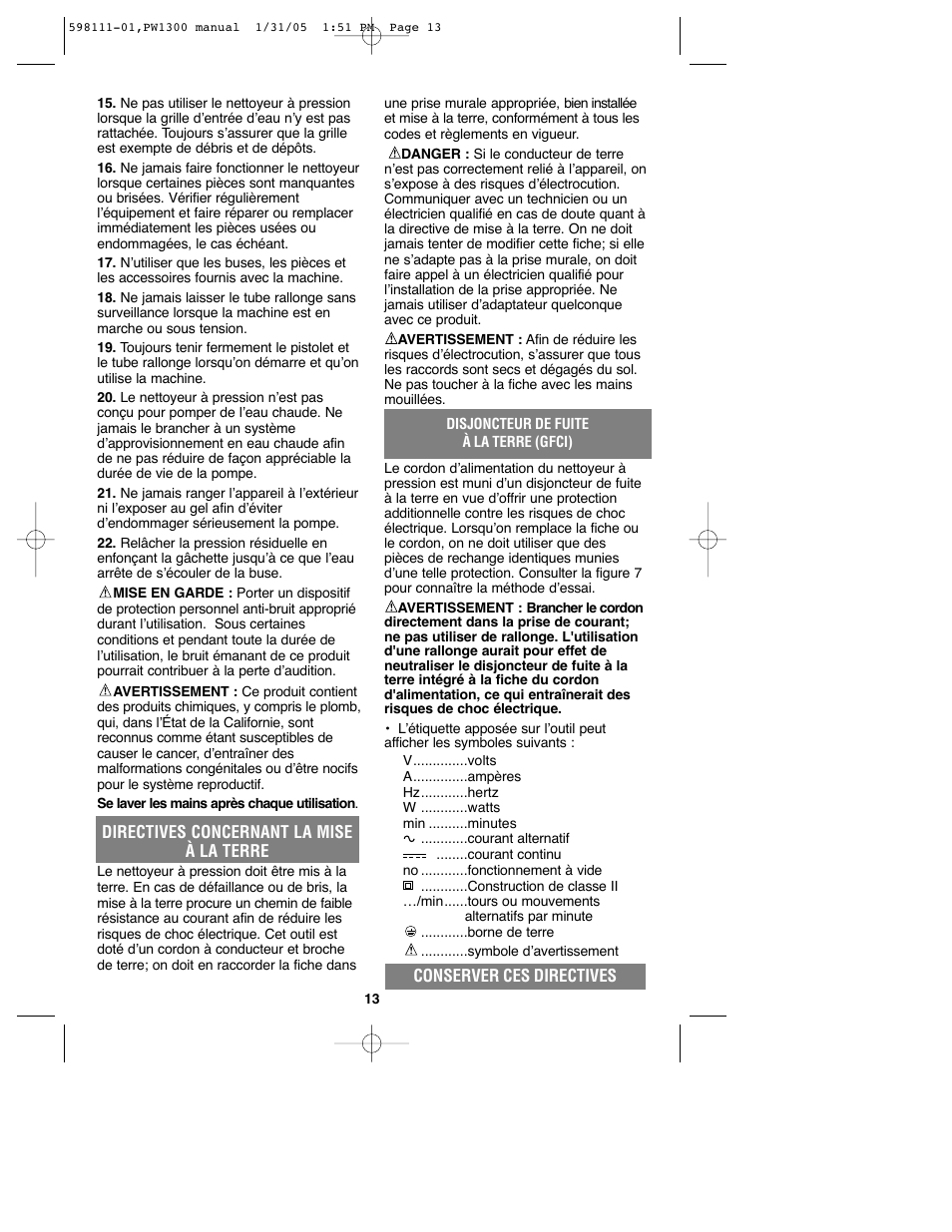 Black & Decker PW1300 User Manual | Page 13 / 35