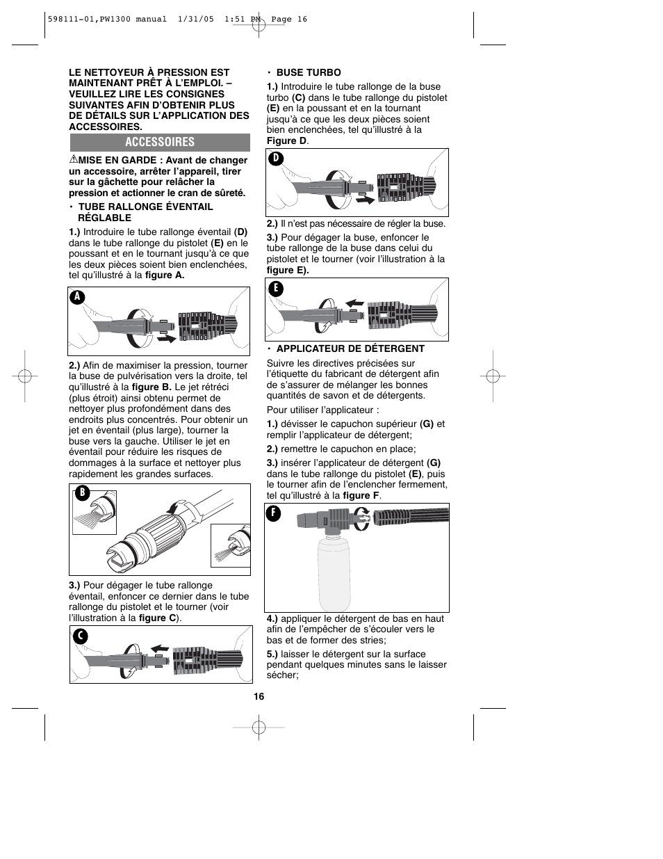 Black & Decker PW1300 User Manual | Page 16 / 35